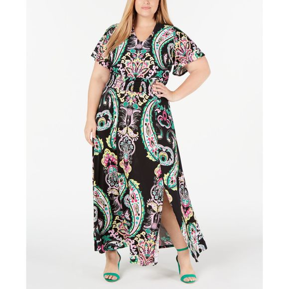 INC International Concepts Womens Plus Size Smocked Waist Maxi